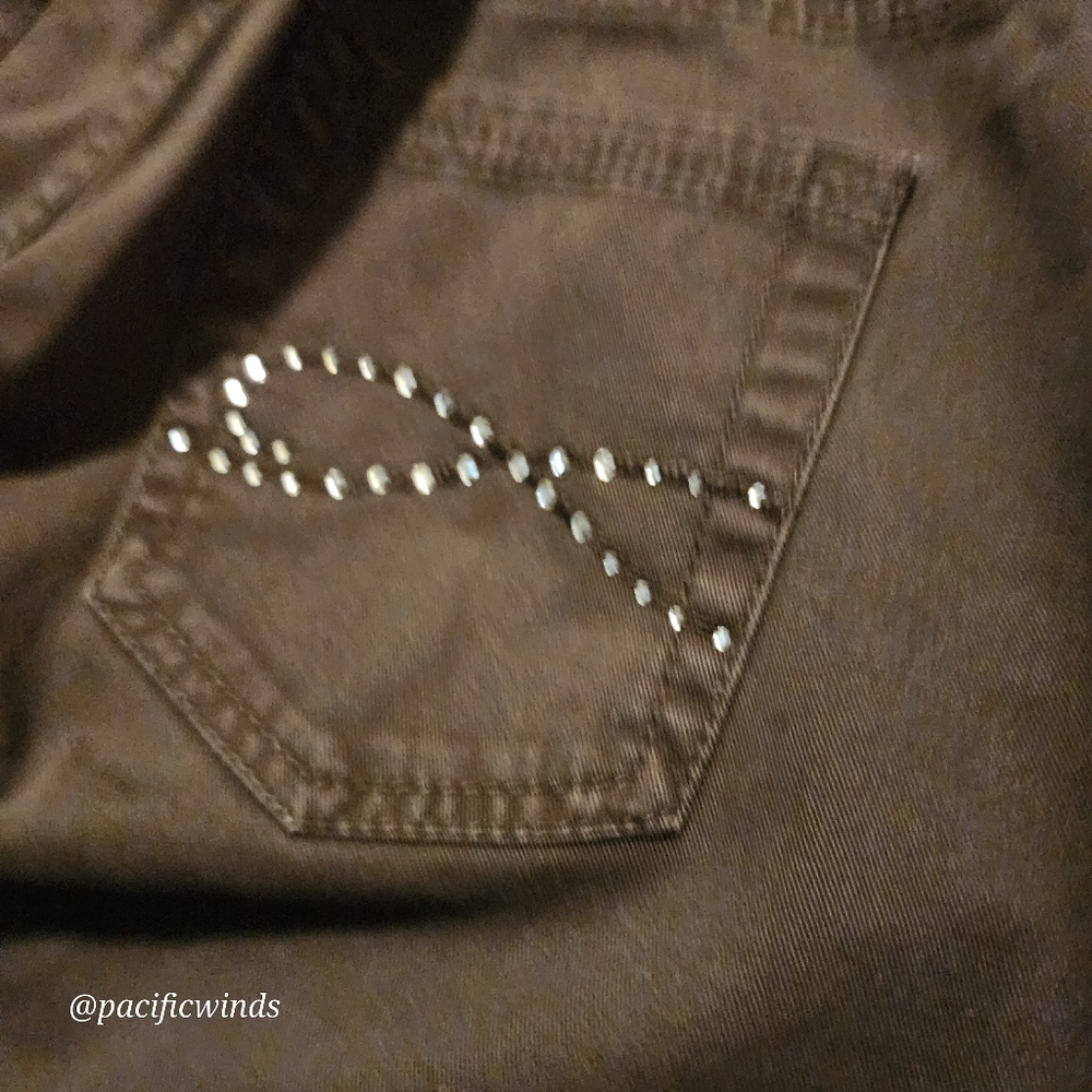2 PIECES! CHICOS BROWN DENIM EMBELLISHED JEANS SIZE 0.5 REG MATCHING JACKET ☆ - Picture 7 of 8